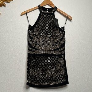 Fashion Nova set, black with gold embellishments two piece BRAND NEW WITH TAGS